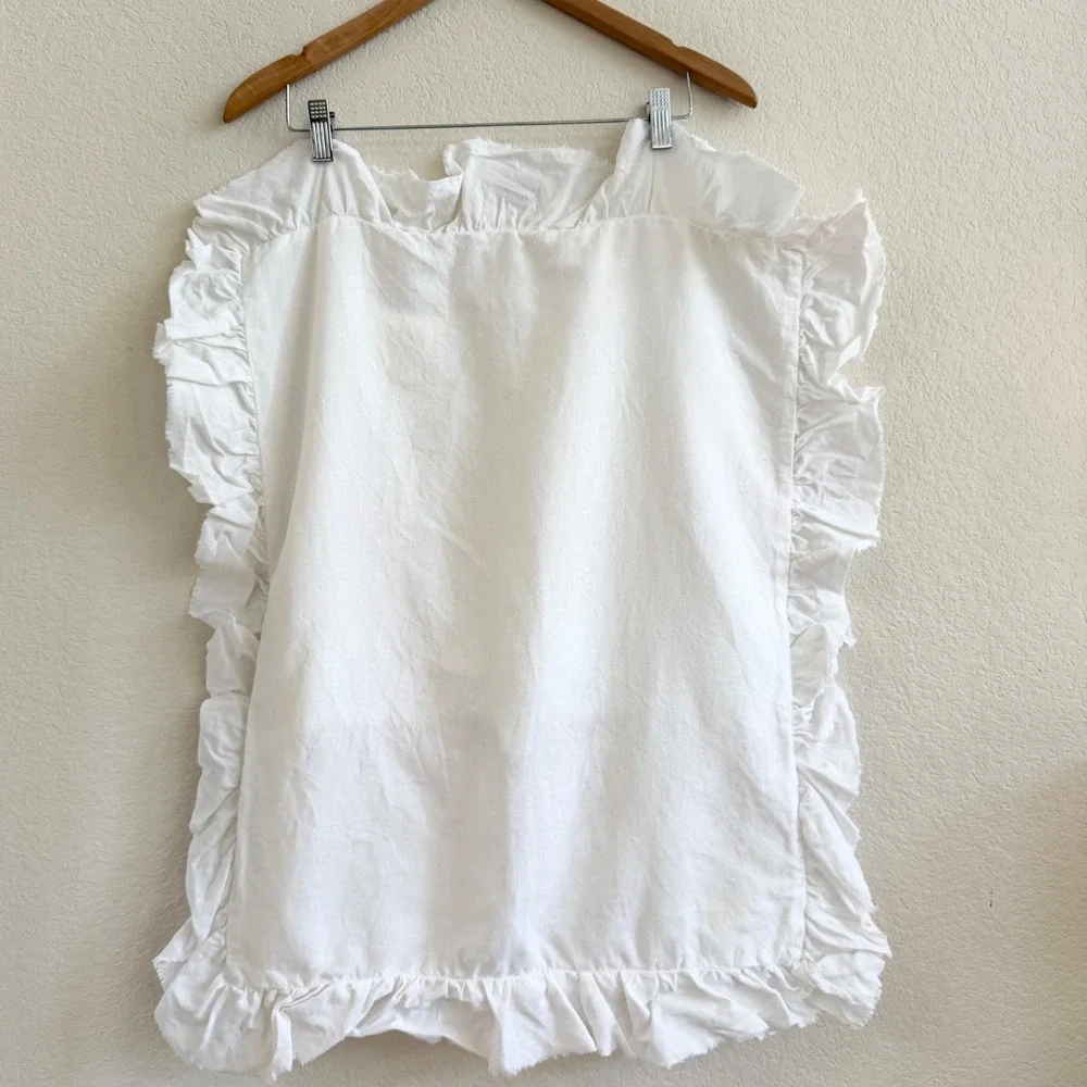 Restoration Hardware Baby & Child White Linen Cotton Ruffle Sham Pillowcase Set